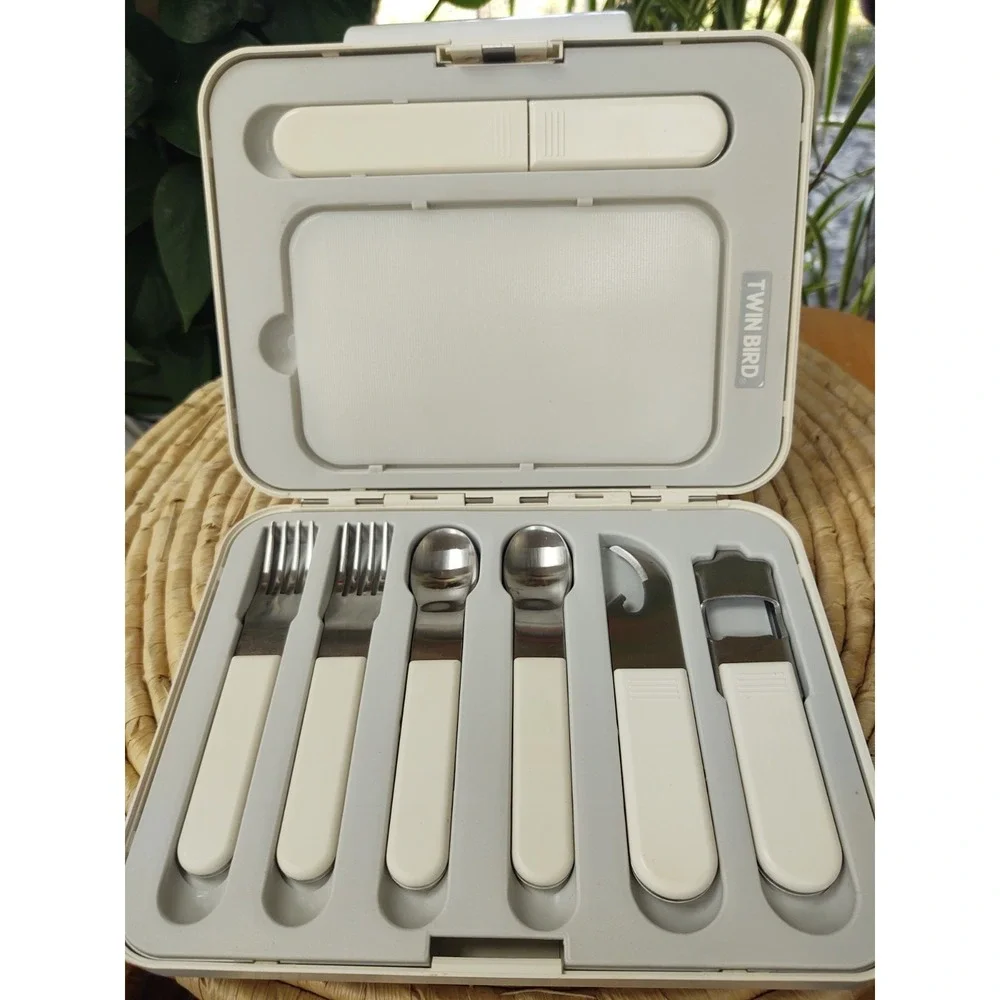VTG Twin Bird Japanese Cutlery Set Picnic Travel Flatware Stainless Steel Japan
